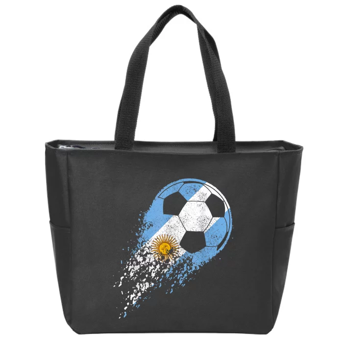 Argentina Soccer Argentinian Flag Pride Soccer Player Zip Tote Bag