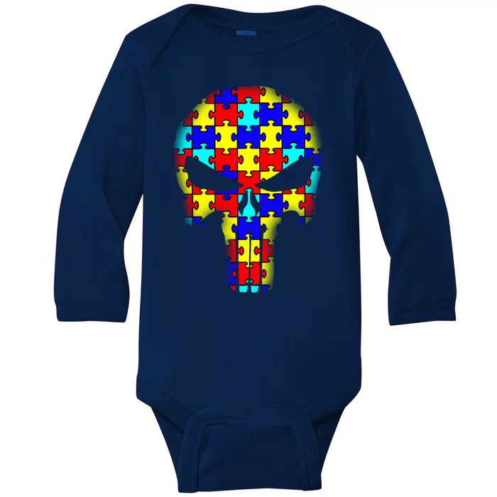 Autism Skull Baby Long Sleeve Bodysuit