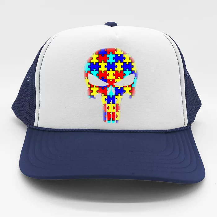 Autism Skull Trucker Hat