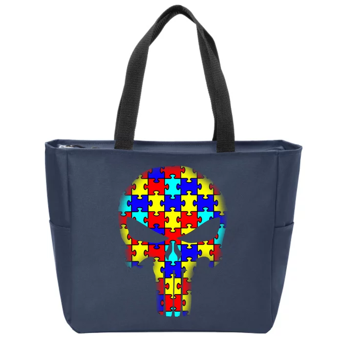 Autism Skull Zip Tote Bag