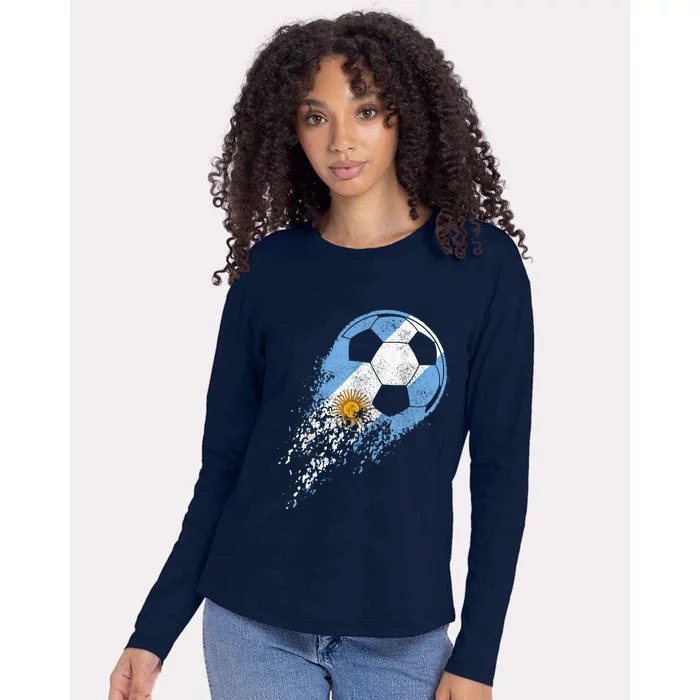 Argentina Soccer Argentinian Flag Pride Soccer Player Womens Cotton Relaxed Long Sleeve T-Shirt