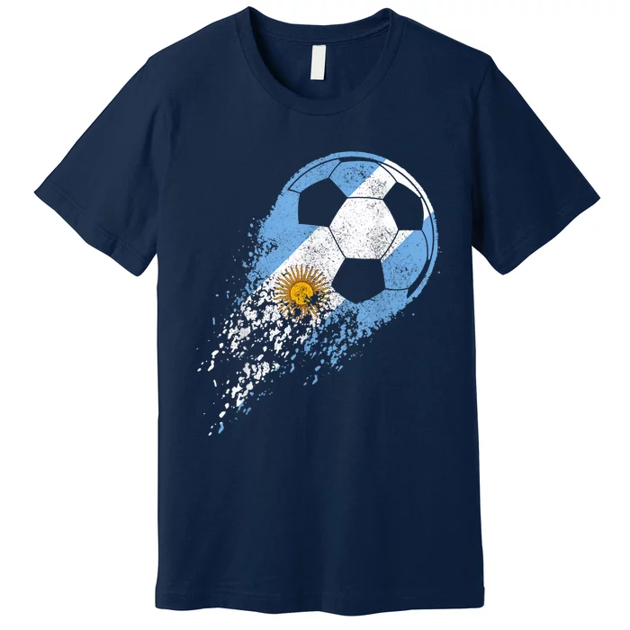 Argentina Soccer Argentinian Flag Pride Soccer Player Premium T-Shirt