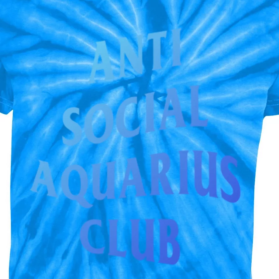 Anti Social Aquarius Club Birth Sign Aquarius Zodiac Cute Gift Kids Tie-Dye T-Shirt