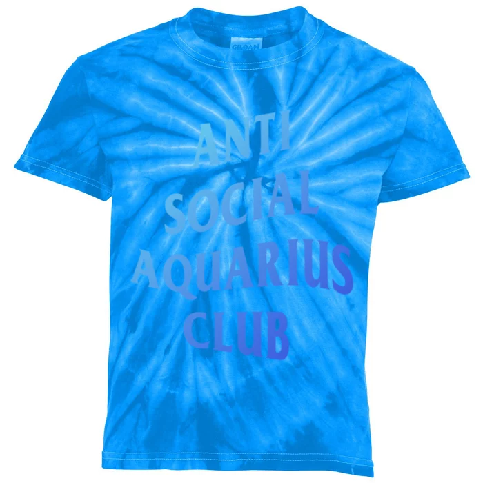 Anti Social Aquarius Club Birth Sign Aquarius Zodiac Cute Gift Kids Tie-Dye T-Shirt