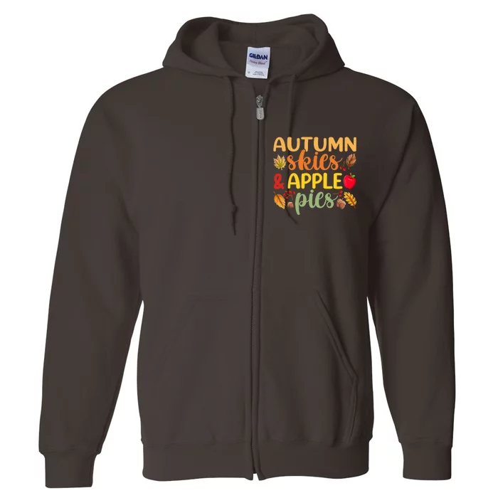 Autumn Skies & Apple Pies Retro Vintage Fall Vibes Full Zip Hoodie