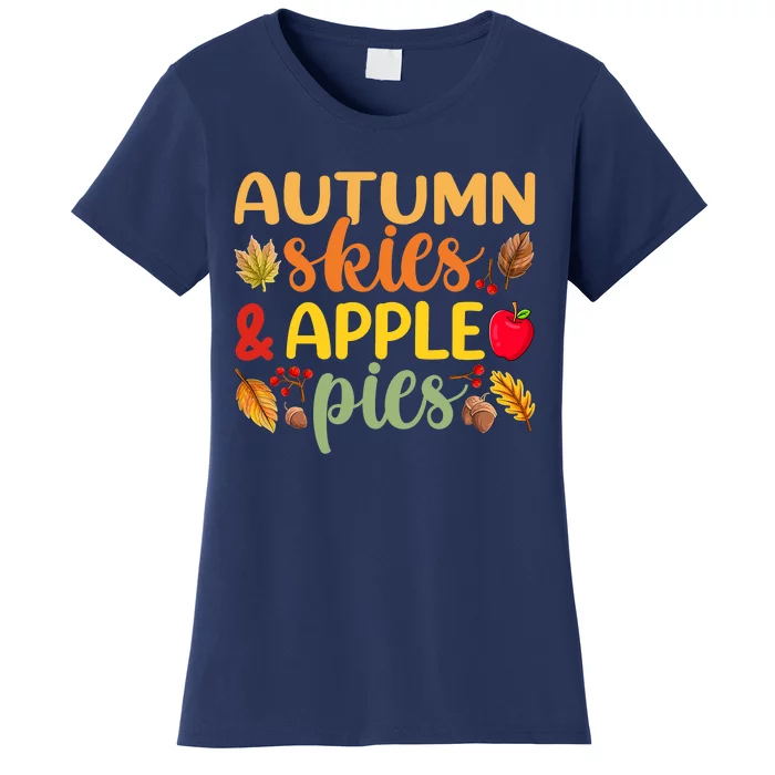 Autumn Skies & Apple Pies Retro Vintage Fall Vibes Women's T-Shirt