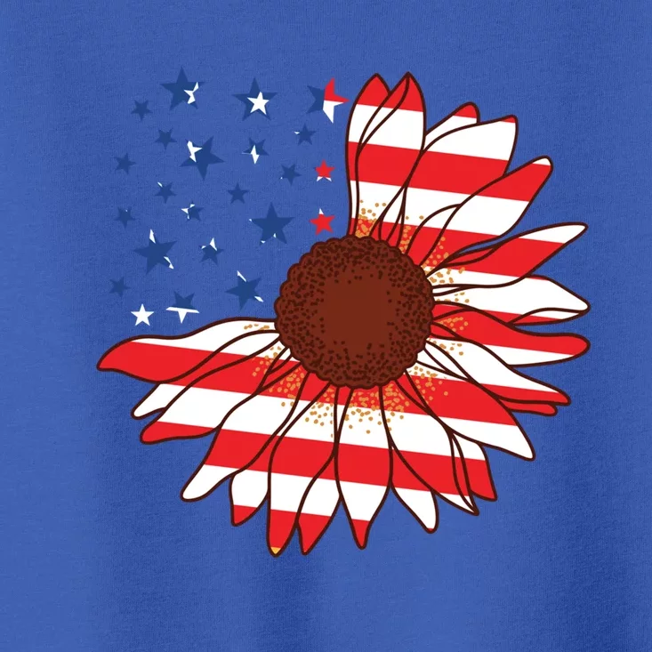 American Sunflower America Flag Stars And Stripes Flower Gift Toddler T-Shirt