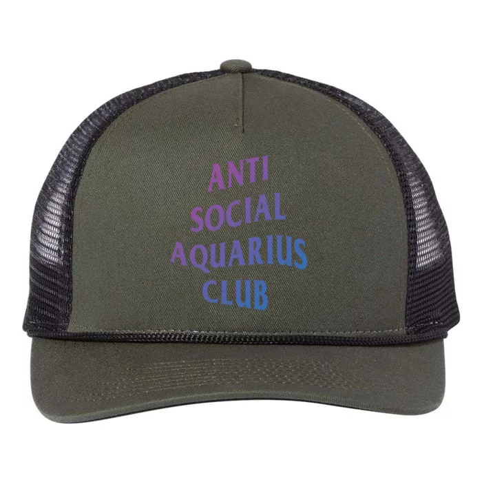 Anti Social Aquarius Club Birth Sign Aquarius Zodiac Cute Gift Retro Rope Trucker Hat Cap