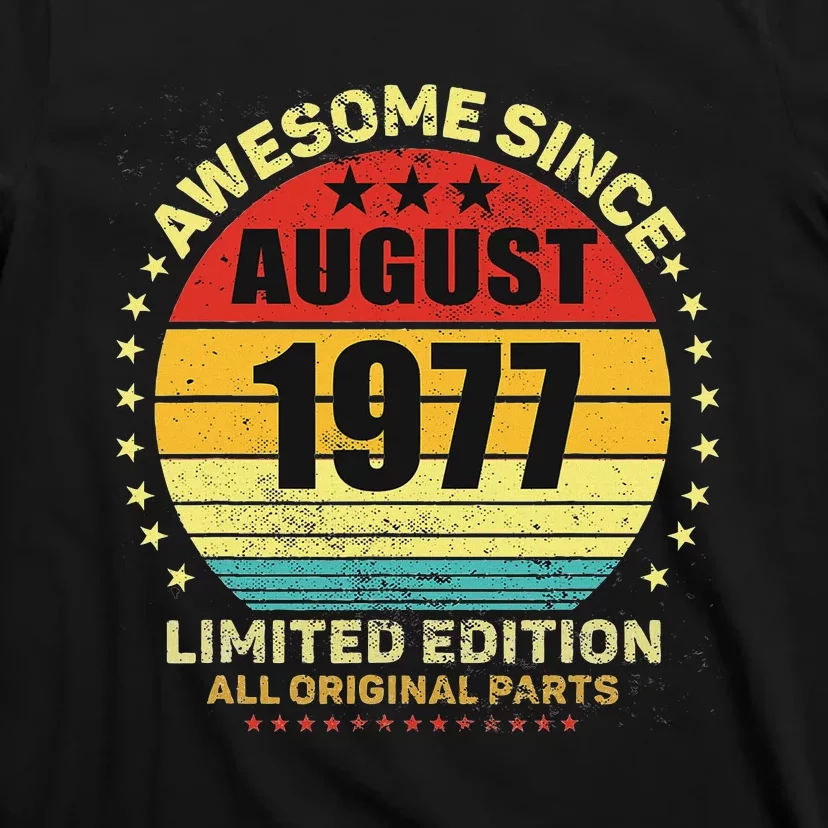 Awesome Since August 1977 46th Birthday Retro Sunset T-Shirt