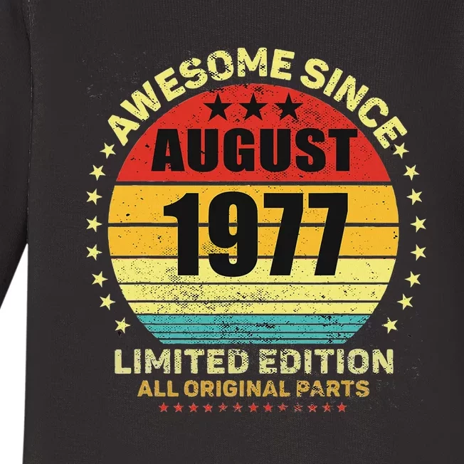 Awesome Since August 1977 46th Birthday Retro Sunset Baby Long Sleeve Bodysuit