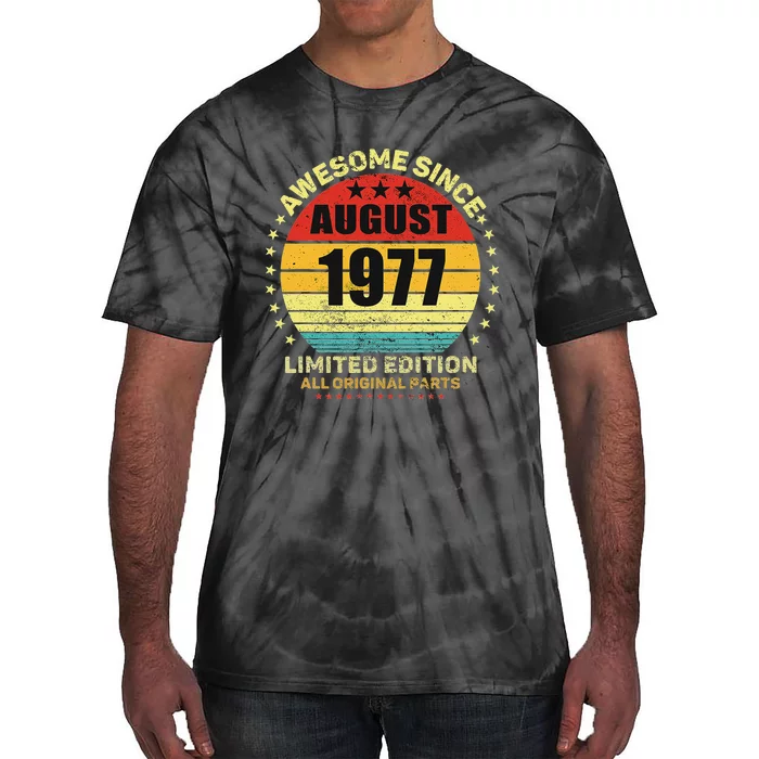 Awesome Since August 1977 46th Birthday Retro Sunset Tie-Dye T-Shirt