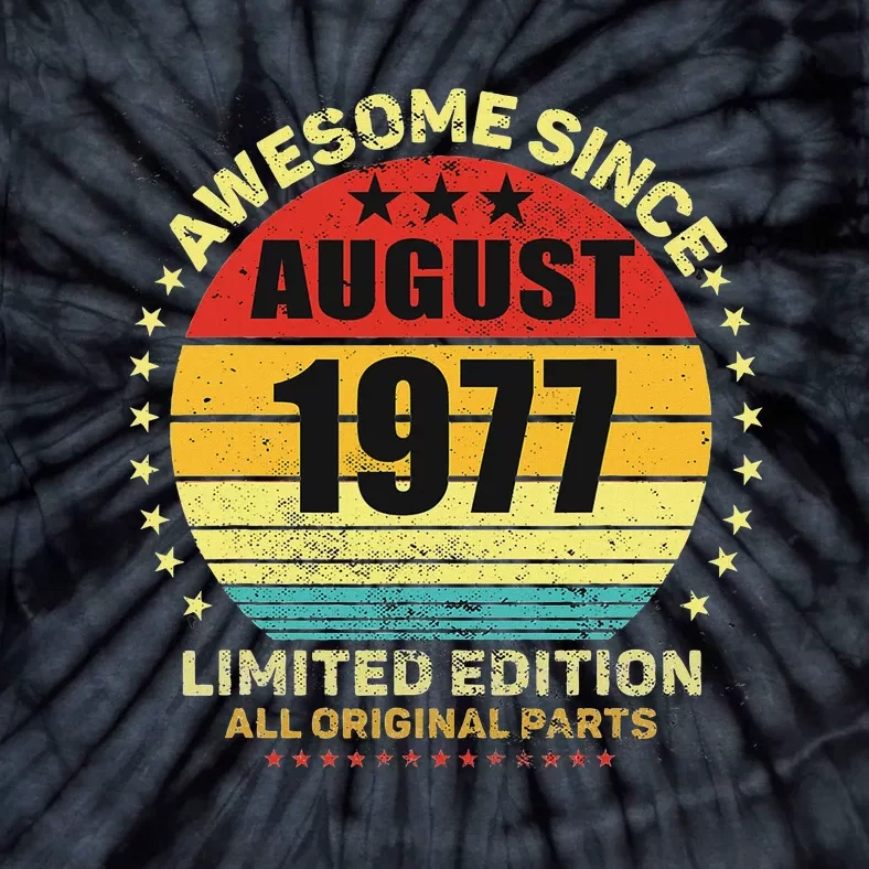 Awesome Since August 1977 46th Birthday Retro Sunset Tie-Dye T-Shirt