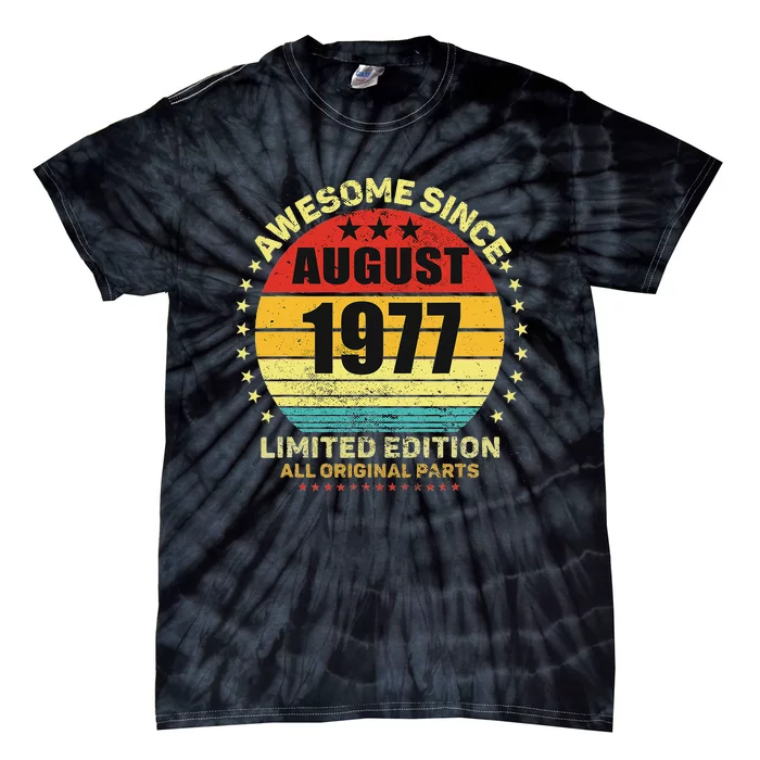 Awesome Since August 1977 46th Birthday Retro Sunset Tie-Dye T-Shirt