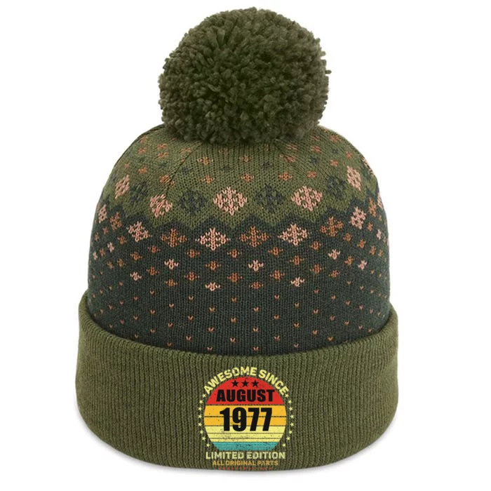 Awesome Since August 1977 46th Birthday Retro Sunset The Baniff Cuffed Pom Beanie