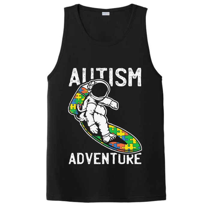 Astronaut Surfing Autism Awareness Gifts For Autistic Performance Tank