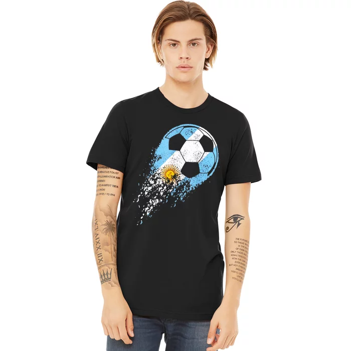 Argentina Soccer Argentinian Flag Pride Soccer Player Premium T-Shirt