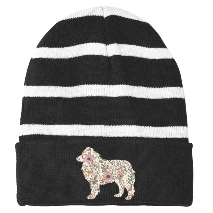 Australian Shepherd Aussie Dog Mom Striped Beanie with Solid Band