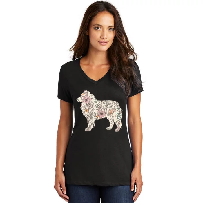 Australian Shepherd Aussie Dog Mom Women's V-Neck T-Shirt