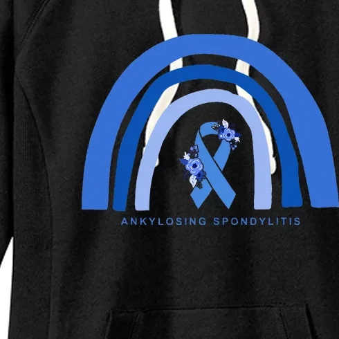 Ankylosing Spondylitis Awareness Support Floral Blue Ribbon Women's Fleece Hoodie