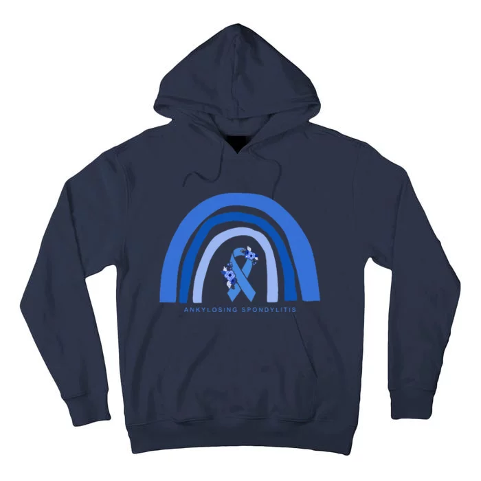 Ankylosing Spondylitis Awareness Support Floral Blue Ribbon Tall Hoodie