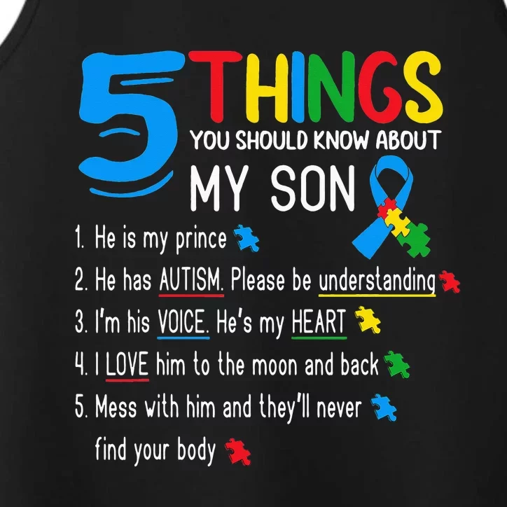 Autistic Son Autism Awareness Support For Mom Dad Parents Performance Tank