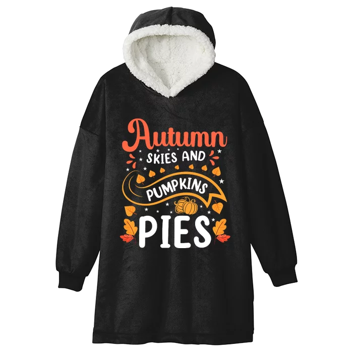 Autumn Skies And Pumpkin Pies Seasonal Graphic Hooded Wearable Blanket