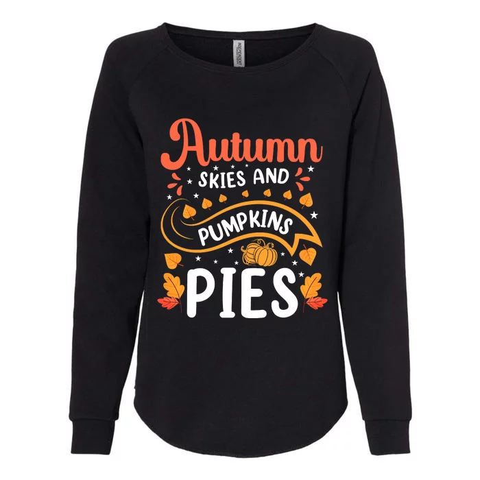 Autumn Skies And Pumpkin Pies Seasonal Graphic Womens California Wash Sweatshirt