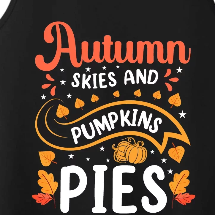 Autumn Skies And Pumpkin Pies Seasonal Graphic Performance Tank