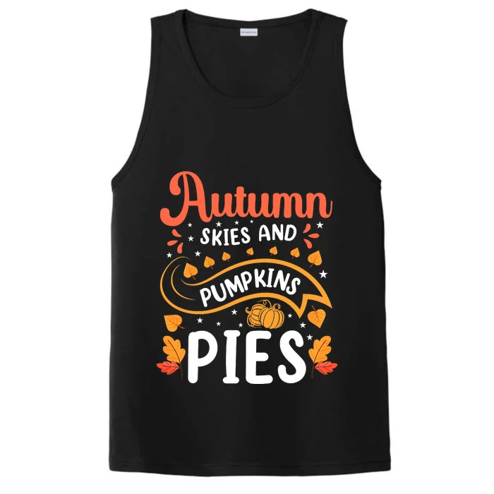 Autumn Skies And Pumpkin Pies Seasonal Graphic Performance Tank