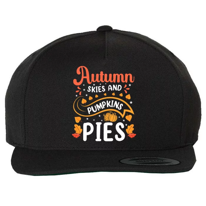 Autumn Skies And Pumpkin Pies Seasonal Graphic Wool Snapback Cap