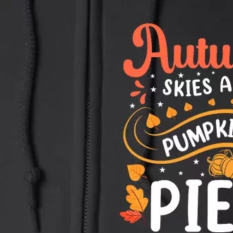 Autumn Skies And Pumpkin Pies Seasonal Graphic Full Zip Hoodie