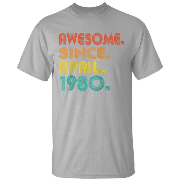 Awesome Since April 1980 Year Of Birth Birthday 1980 Vintage Raglan Baseball Tall T-Shirt