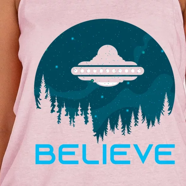 Alien Spaceship Believe Ufo Day Great Gift Women's Knotted Racerback Tank