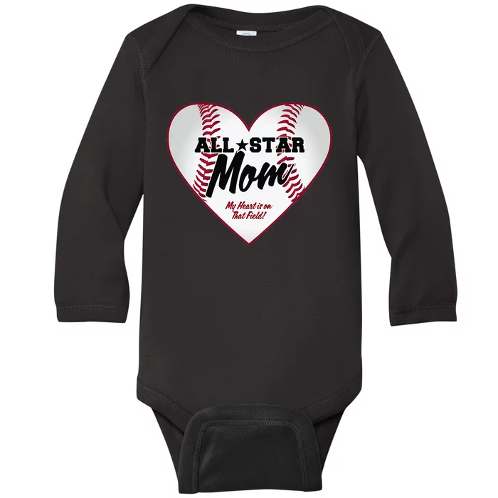 All Star Baseball Mom Baby Long Sleeve Bodysuit