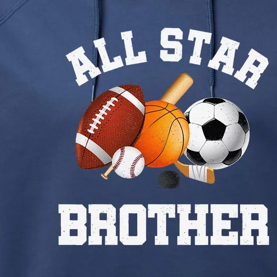 All Star Brother Brother Of The Birthday Boy Sports Performance Fleece Hoodie