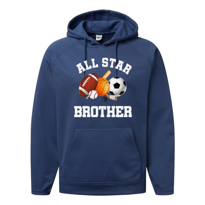 All Star Brother Brother Of The Birthday Boy Sports Performance Fleece Hoodie