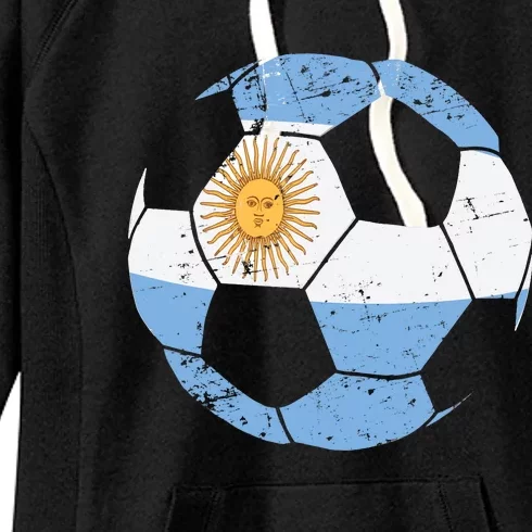 Argentina Soccer Ball Flag Jersey Argentinian Football Women's Fleece Hoodie