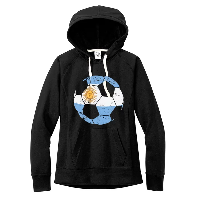 Argentina Soccer Ball Flag Jersey Argentinian Football Women's Fleece Hoodie