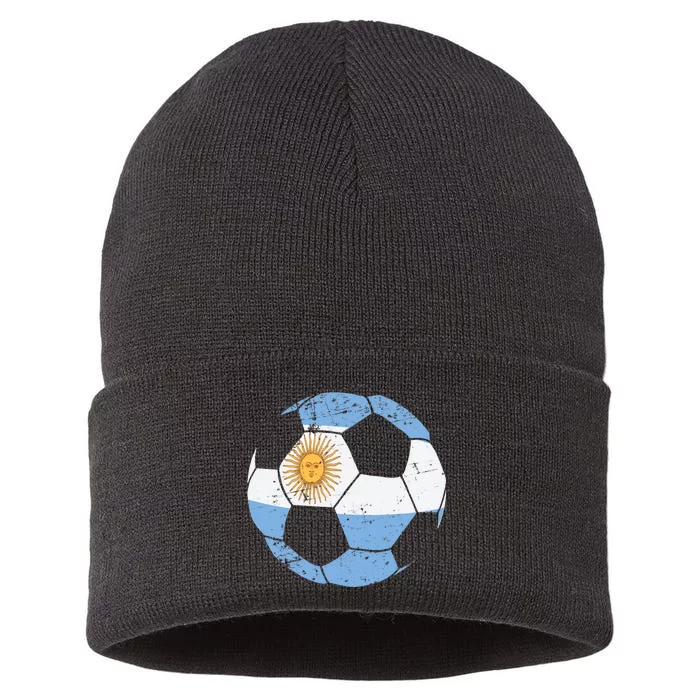 Argentina Soccer Ball Flag Jersey Argentinian Football Sustainable Knit Beanie