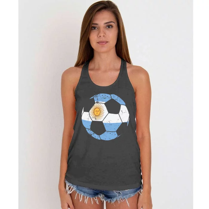 Argentina Soccer Ball Flag Jersey Argentinian Football Women's Knotted Racerback Tank