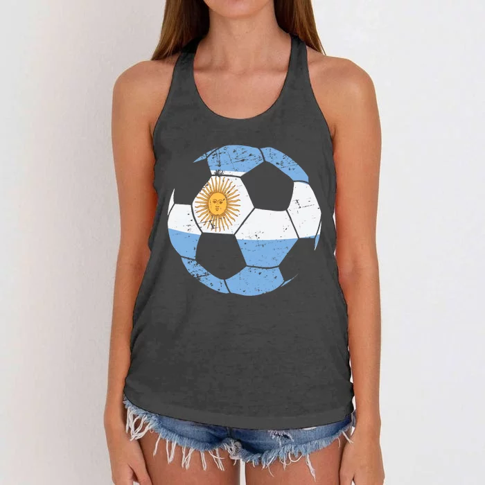 Argentina Soccer Ball Flag Jersey Argentinian Football Women's Knotted Racerback Tank