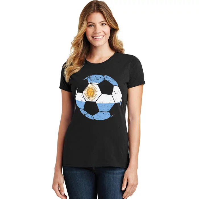 Argentina Soccer Ball Flag Jersey Argentinian Football Women's T-Shirt