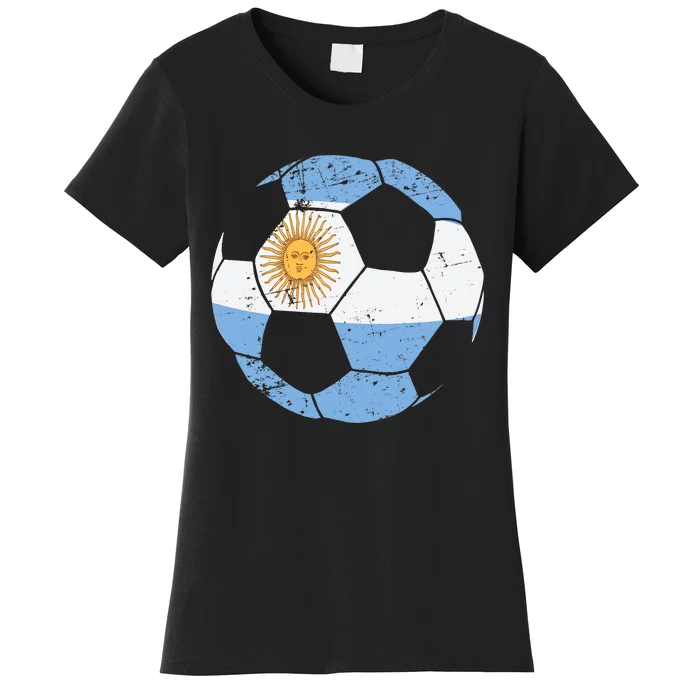 Argentina Soccer Ball Flag Jersey Argentinian Football Women's T-Shirt