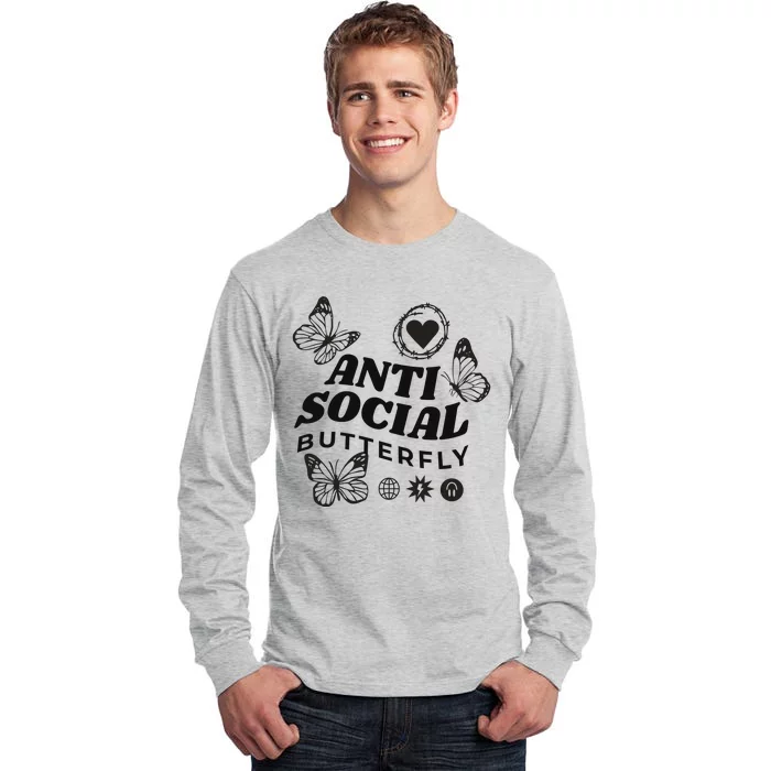 Anti Social Butterfly Retro Tall Long Sleeve T-Shirt