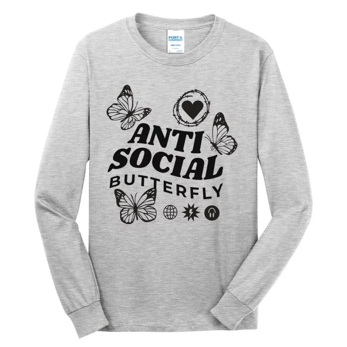 Anti Social Butterfly Retro Tall Long Sleeve T-Shirt