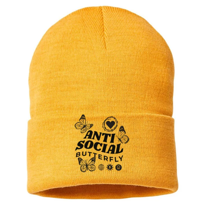 Anti Social Butterfly Retro Sustainable Knit Beanie