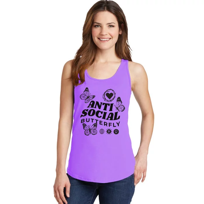 Anti Social Butterfly Retro Ladies Essential Tank