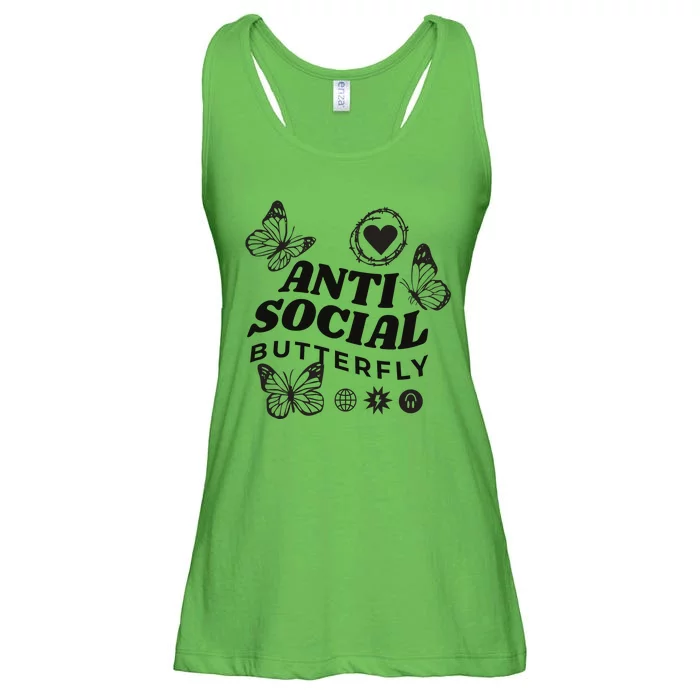 Anti Social Butterfly Retro Ladies Essential Flowy Tank