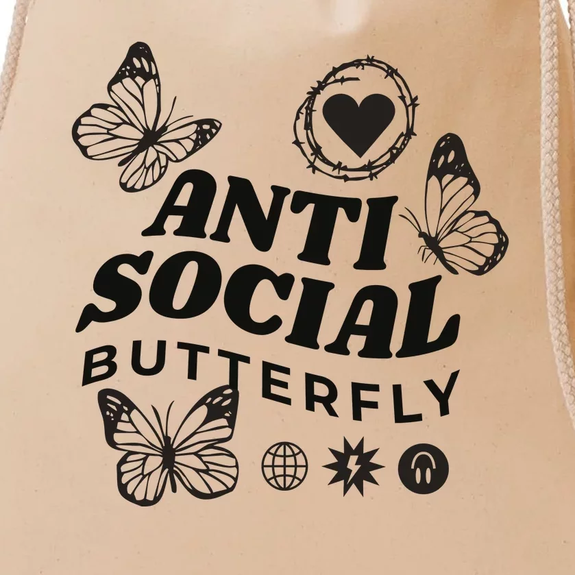 Anti Social Butterfly Retro Drawstring Bag