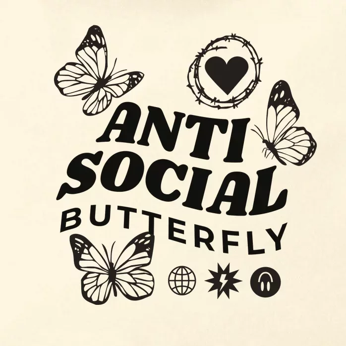 Anti Social Butterfly Retro Zip Tote Bag